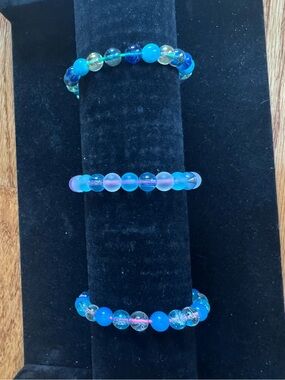 Kids Blue Beaded Stretch Bracelet Set - Sparkle Mix
